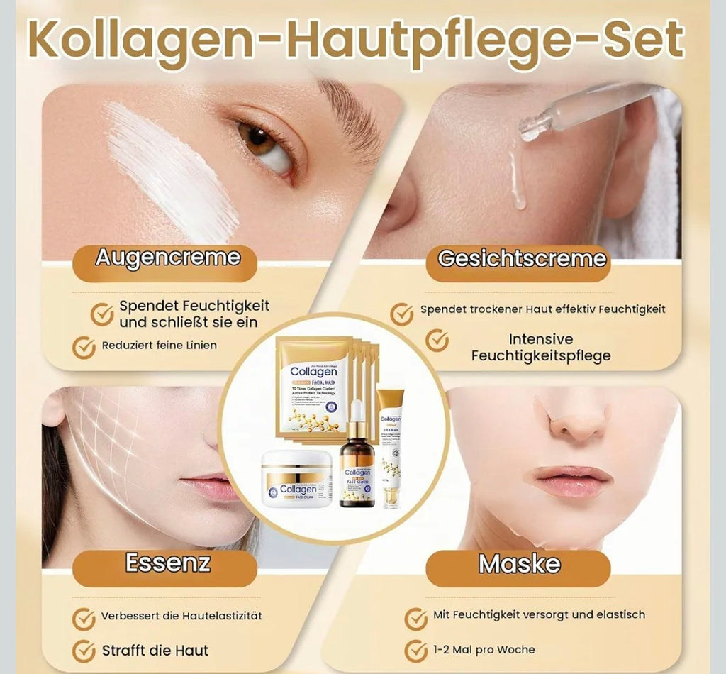 Gesichtspflege Set Damen, 11 Stück Skin Care Set mit Collagen