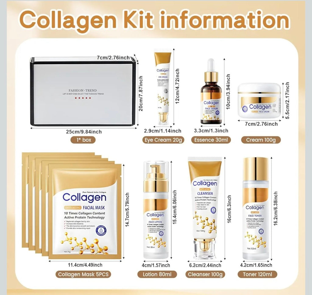 Gesichtspflege Set Damen, 11 Stück Skin Care Set mit Collagen